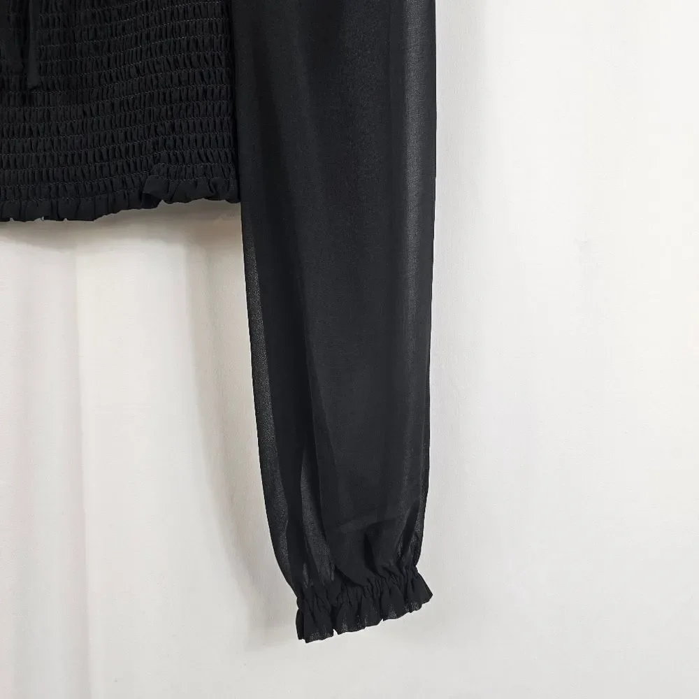 Aritzia Wilfred Smocked Blouse in Black - Size S
